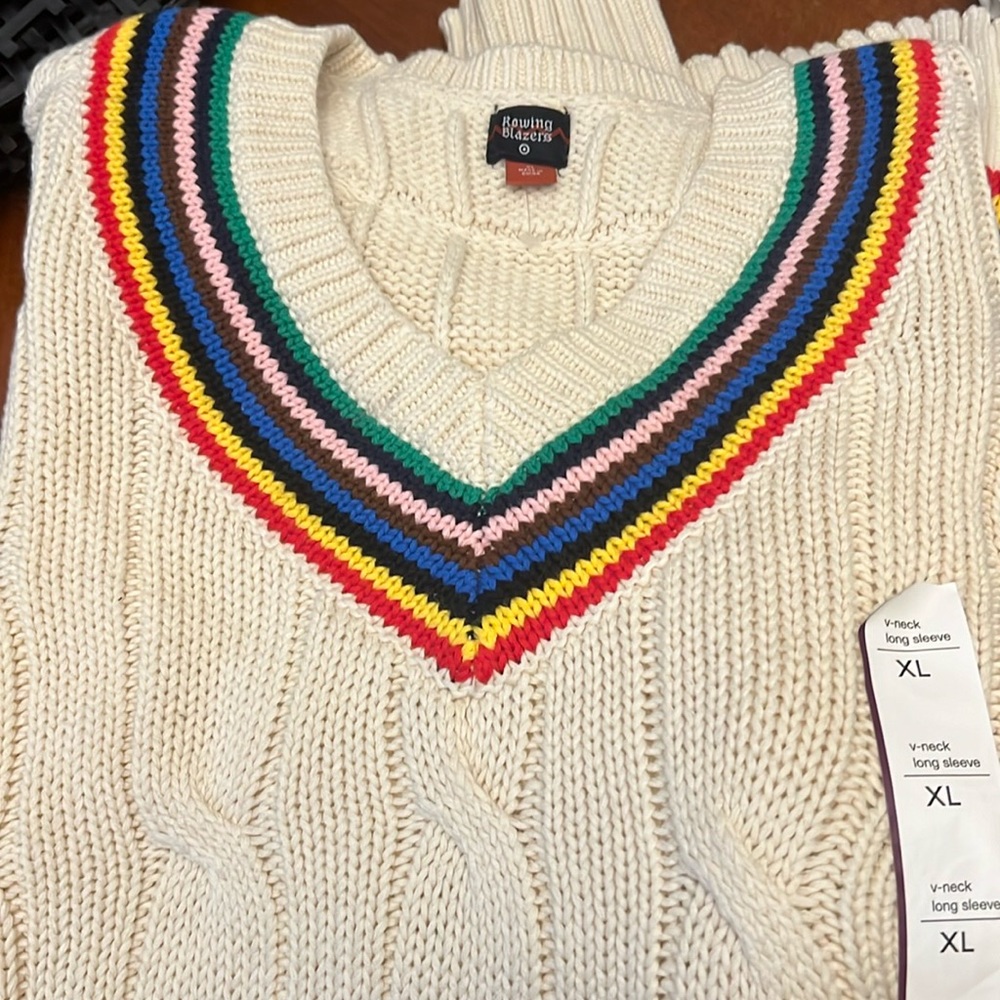 Rowing Blazers x Target Adult Croquet Stripe Cable Knit Sweater XL